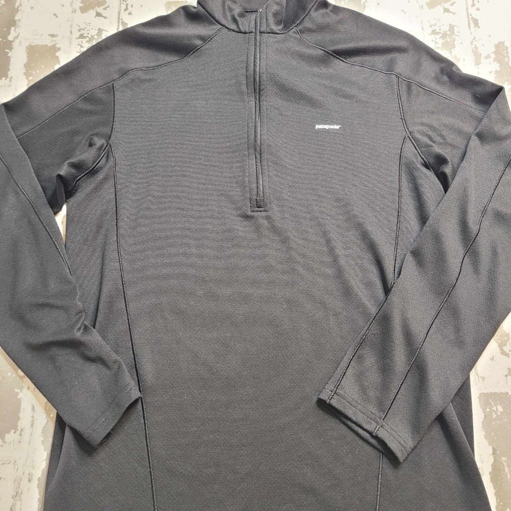 2408 Patagonia 1/2 Zip Capilene 3 Midweight Pullover Men‎ M Black LS 44442